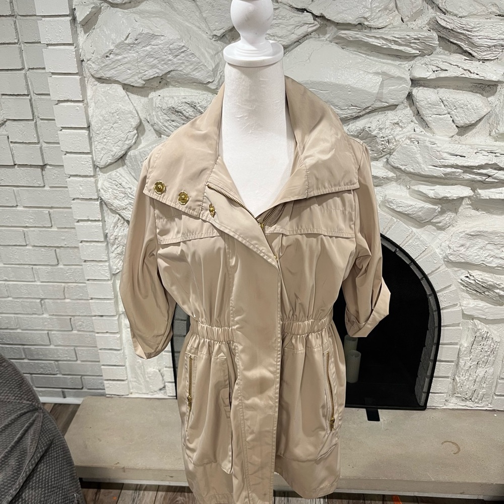 Ali Ro Full Zip w/Snaps Elastic Waist Hooded Anorak Rain Jacket